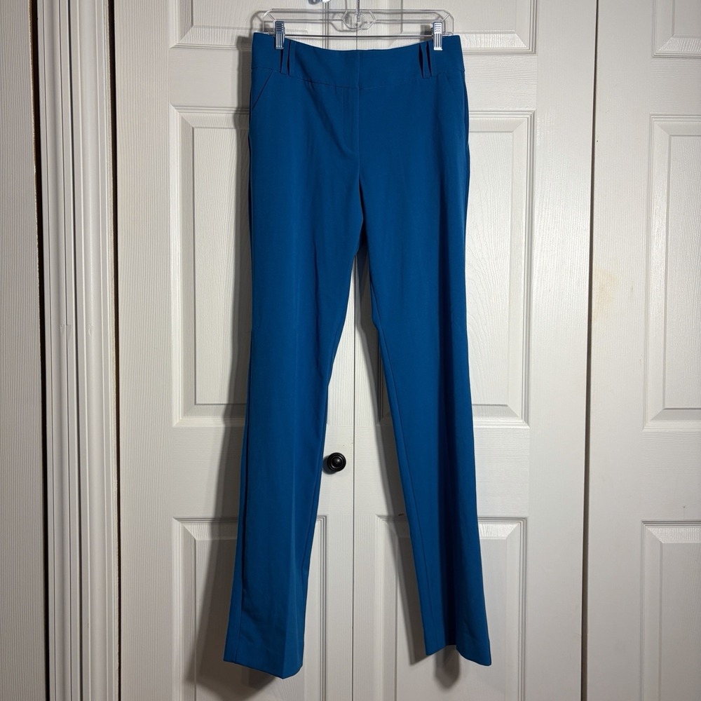 New York & Co Dress Pants Women 4 Tall Electric Blue Straight Leg Slacks Career